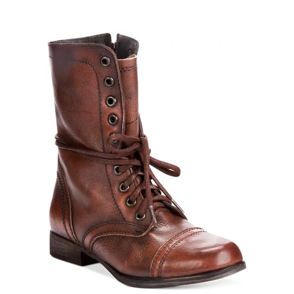 Steve Madden Shoes - Steve Madden Troopa Distressed Leather Combat Boots Brown Size 8.5
